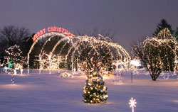 Archdiocesan pilgrims will travel to the National Shrine of Our Lady of the Snows in Belleville, Ill., and view the Way of Lights, an impressive outdoor display of more than 1 million lights celebrating the birth of Christ. (Photo courtesy of the National Shrine of Our Lady of the Snows)