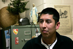 "I like being with people and becoming a part of their lives," seminarian Roque Meraz said of working in a parish this summer. (Tim Hunt photo).